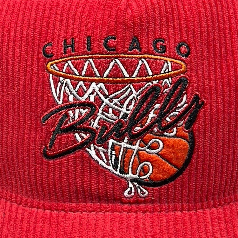 Chicago Bulls NBA Snapback Hat Cap 47 Brand Red Corduroy Golfer Retro Golf Mens - Picture 8 of 16